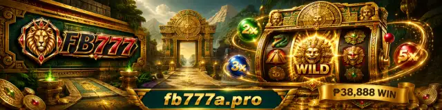 FB777 slot hall with black-enamel cabinets, imperial gold trim and ruby reel symbols